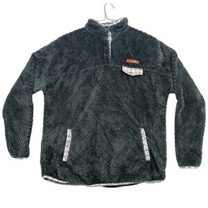 Simply Southern Fuzzy Sherpa Quarter Snap Pullover Women's XXL Gray Aztec Trim